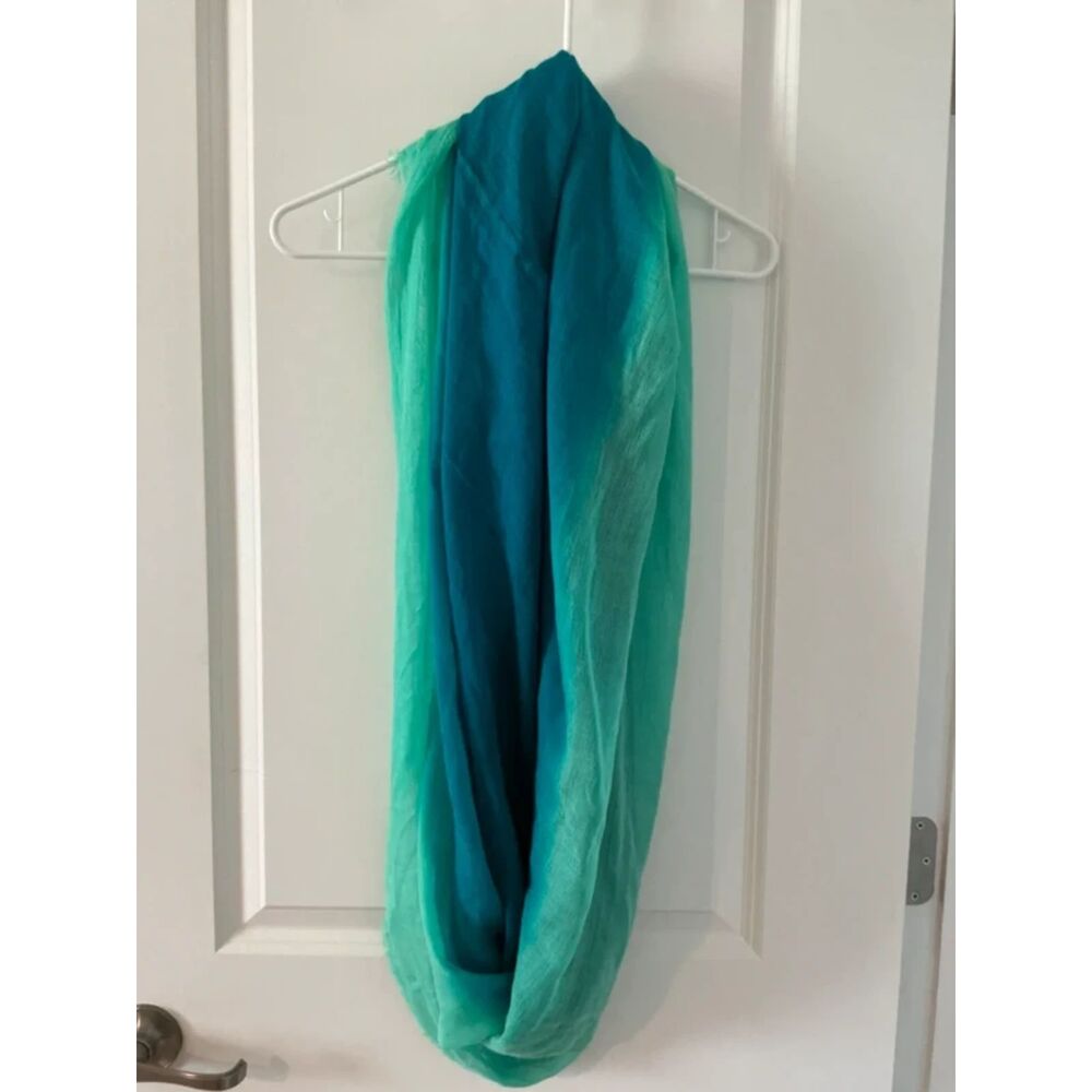 Lightweight Ombre Infinity Scarf Teal & Mint Soft Acrylic Loop Scarf